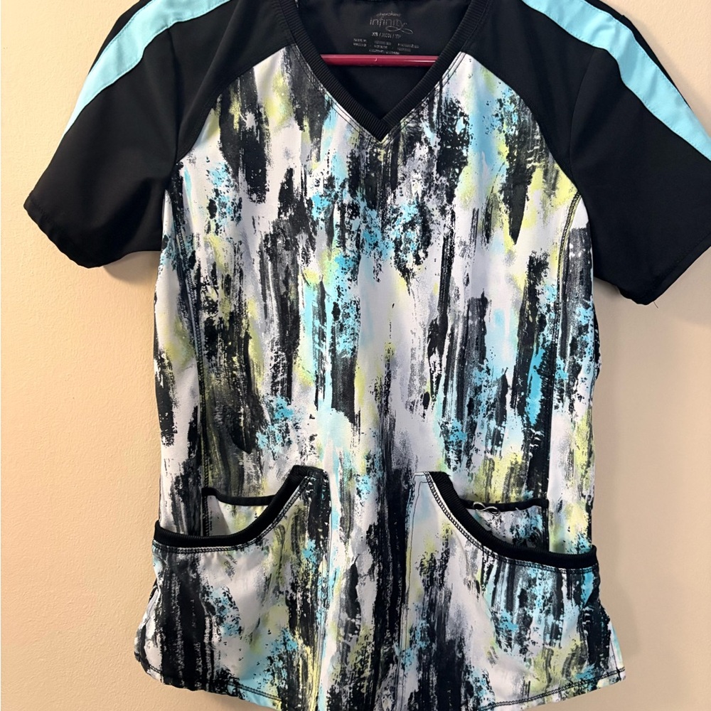 Cherokee infinity Stylish Women's scrub Top with Abstract Design nursing